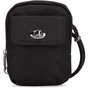 Travelon Onyx Anti-Theft Crossbody Phone Pouch with Locking Zippers and RFID